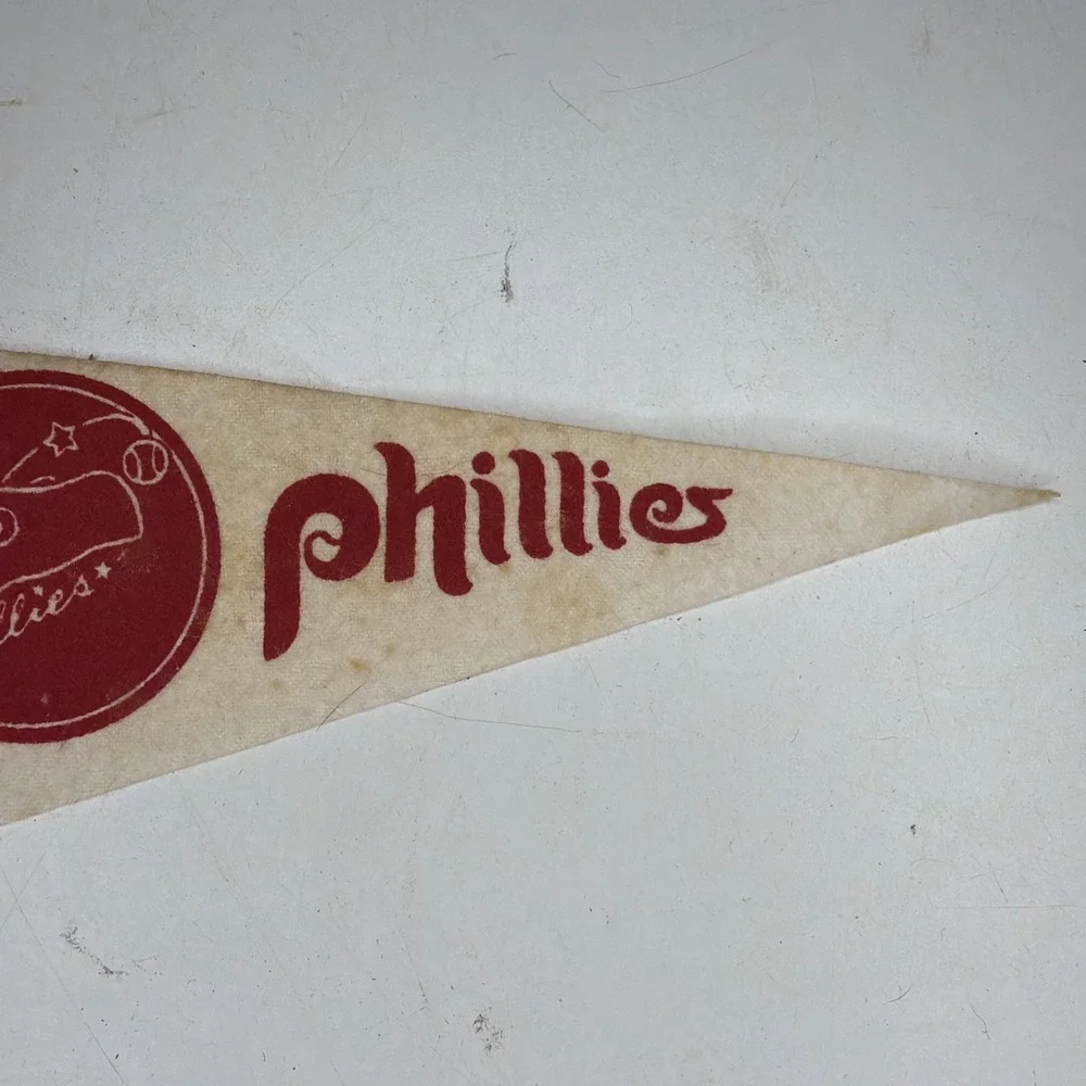Vintage Philadelphia Phillies Baseball Mlb 3.75x9 Mini Pennant Flag Rare